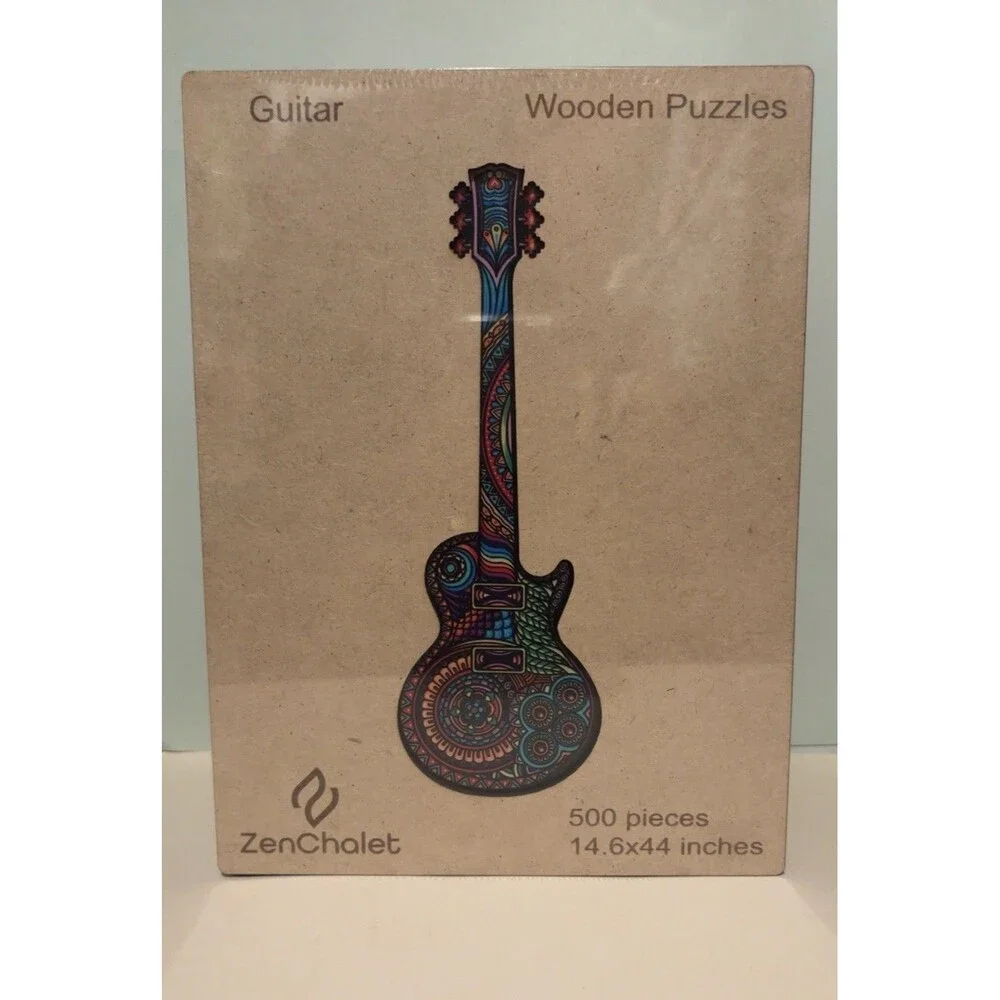 Wooden Jigsaw Puzzle for Adults by ZenChalet 500 Pieces Guitar SEALED